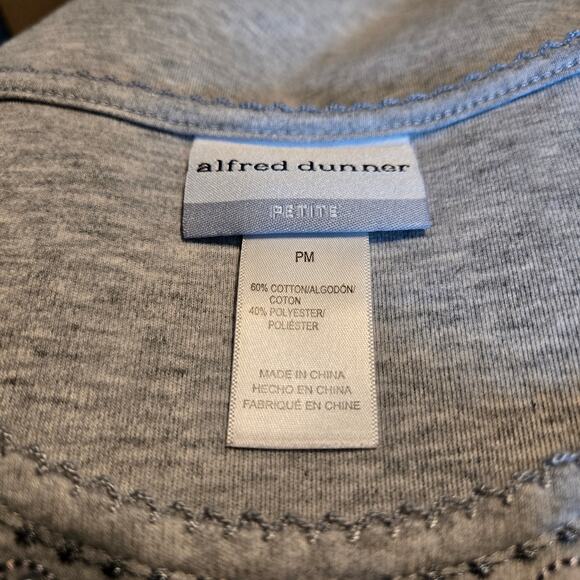 Alfred Dunner PM Gray Women's Top Shirt Long Sleeves Petite Size Medium P8 P10 - Picture 3 of 5